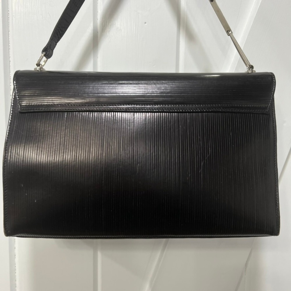 PIBRA Leather Shoulder Purse Square Structure Black Leather Italy - Picture 11 of 16